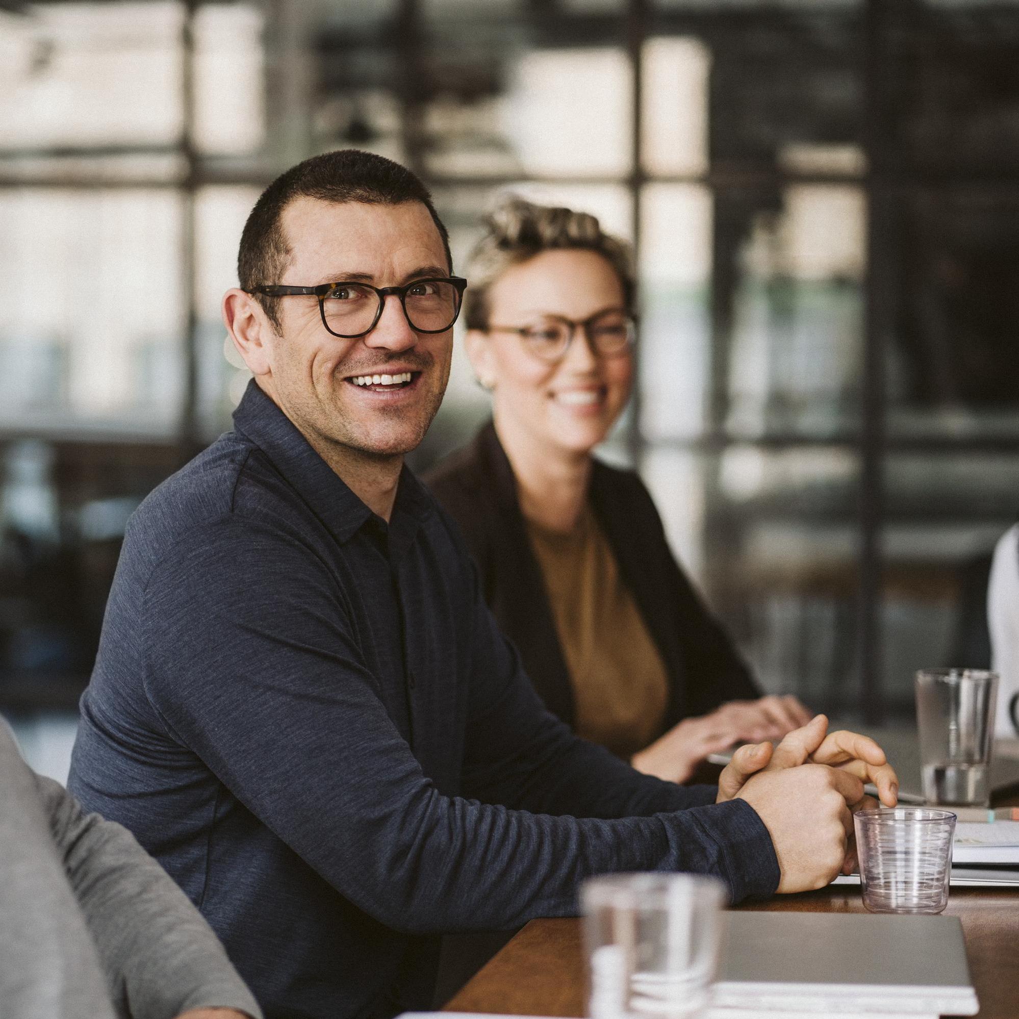 A group of people having a business meeting